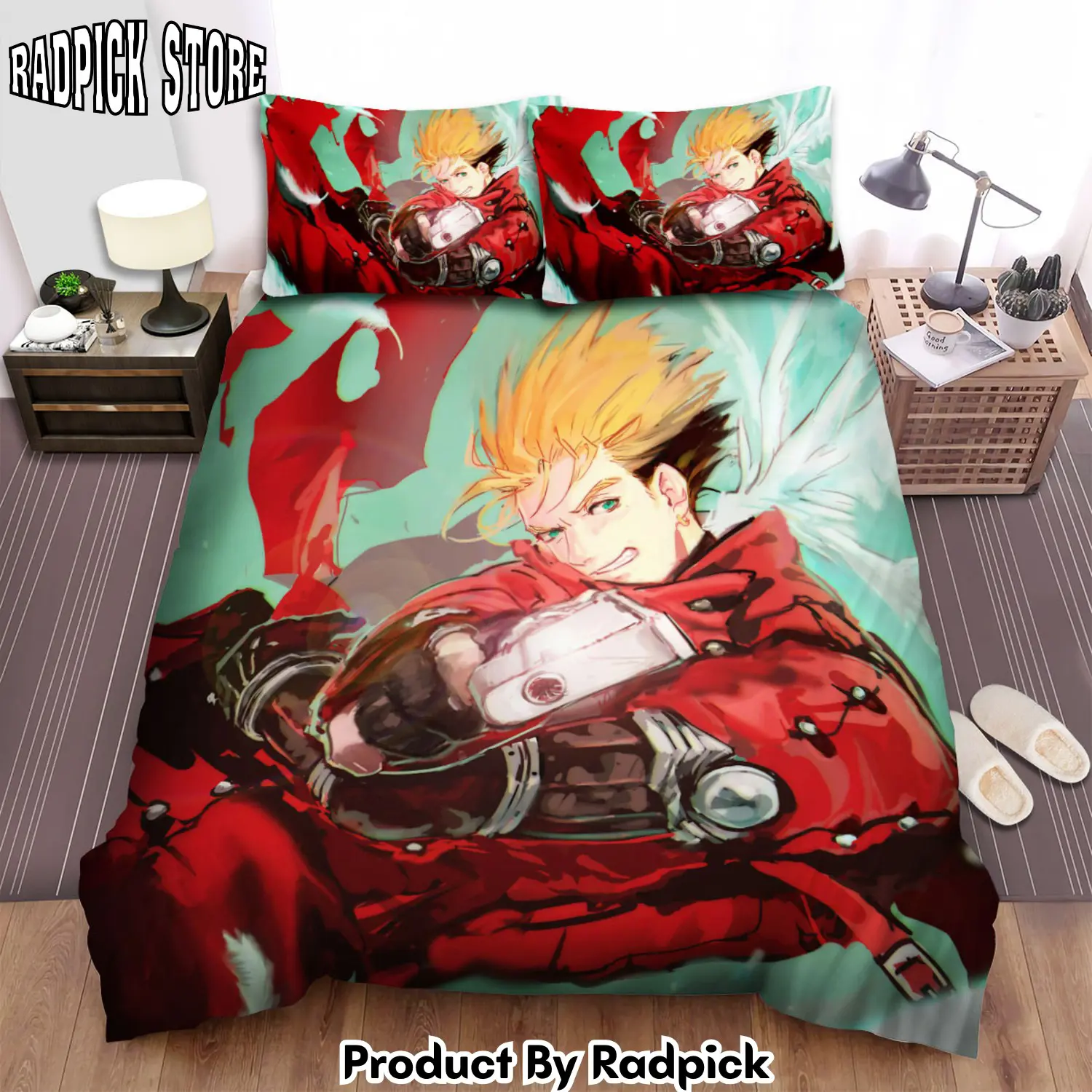 Radpick trigun vash the stampede fighting with the gun art bed sheets spread comforter duvet cover bedding sets rp327634
